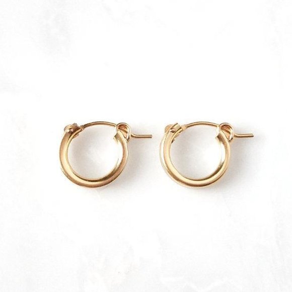 Dainty Gold Filled Medium Hoops - Picture 2 of 3